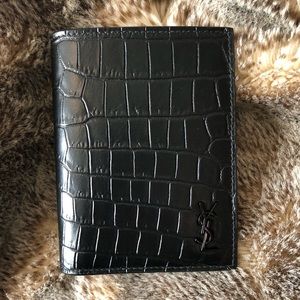 NWT YSL Croc-Embossed Leather Bi-Fold Wallet (men’s)